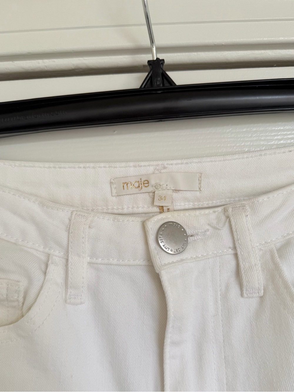 MAJE White Wide Leg High Rise Jeans raw Hem Size 2‎ (34) - Picture 6 of 6